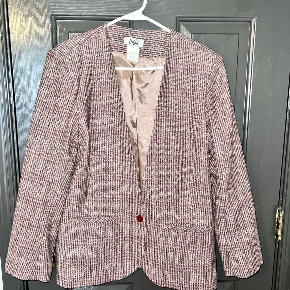Lucia Women's plaid Blazer vintage sz 14, wool blend